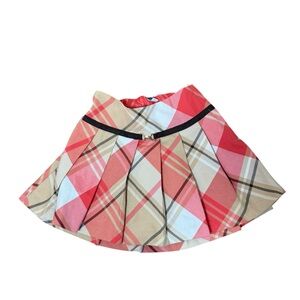 Janie and Jack| Kids Carriage House Coral Pleated Plaid Skirt Lined- Size 4